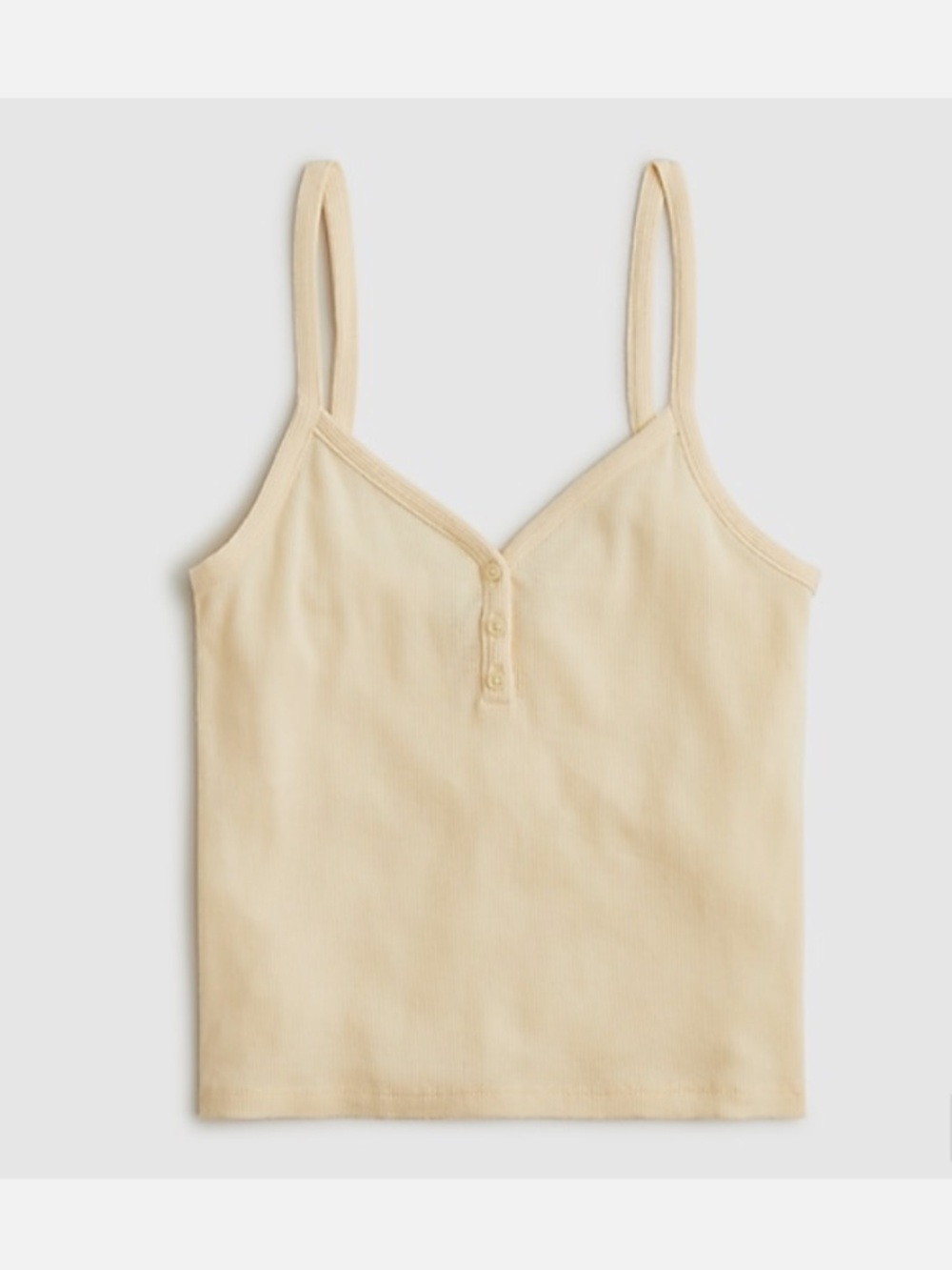 NWT J. Crew Pale Yellow Vintage Rib V-Neck Henley Tank with Button Front